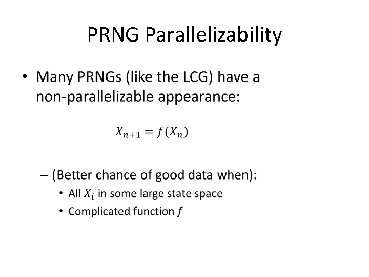 PRNG Parallelizability • 