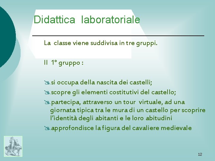 Didattica laboratoriale La classe viene suddivisa in tre gruppi. Il 1° gruppo : @si