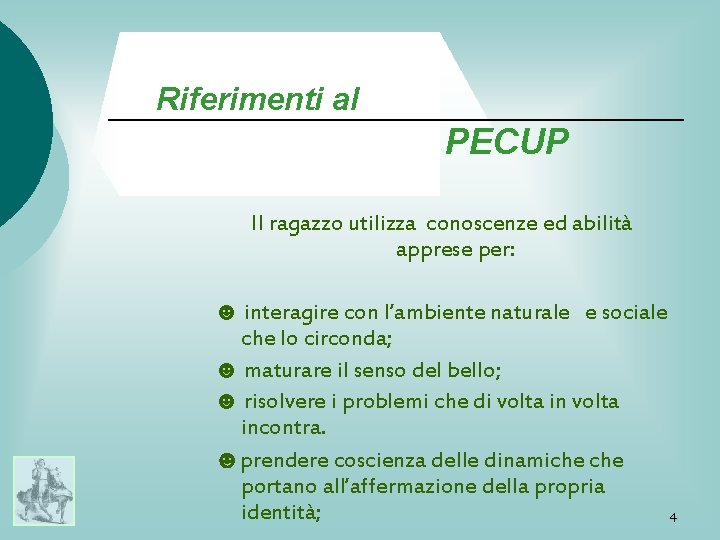 Riferimenti al PECUP Il ragazzo utilizza conoscenze ed abilità apprese per: ☻ interagire con