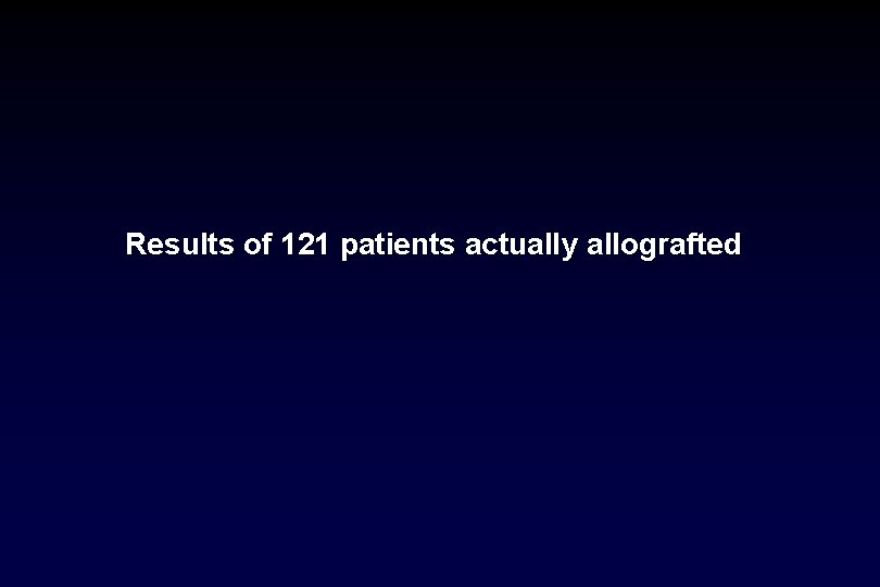 Results of 121 patients actually allografted 