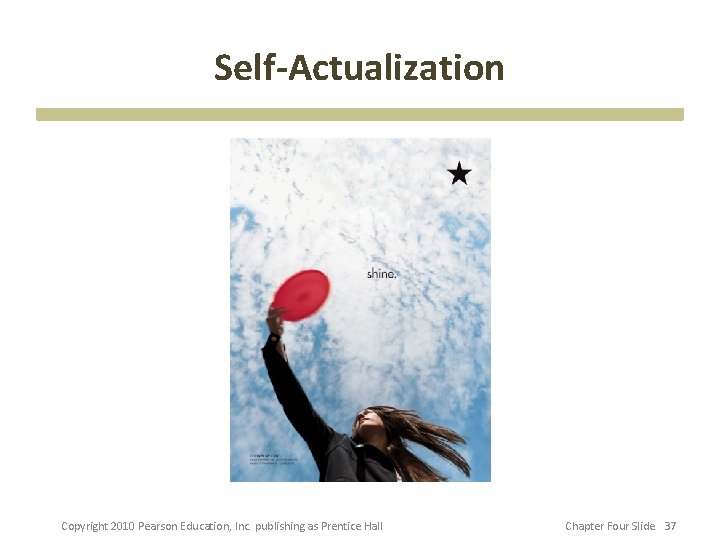 Self-Actualization Copyright 2010 Pearson Education, Inc. publishing as Prentice Hall Chapter Four Slide 37