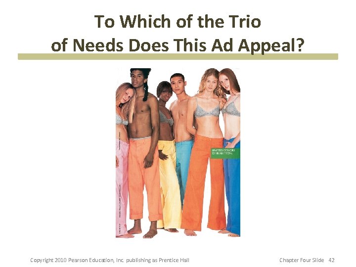 To Which of the Trio of Needs Does This Ad Appeal? Copyright 2010 Pearson