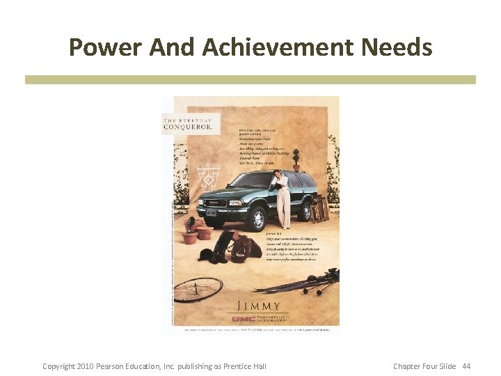 Power And Achievement Needs Copyright 2010 Pearson Education, Inc. publishing as Prentice Hall Chapter