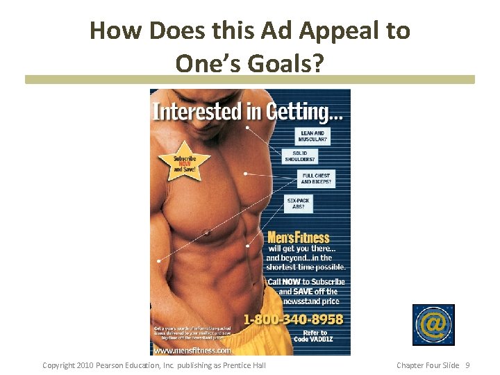 How Does this Ad Appeal to One’s Goals? Copyright 2010 Pearson Education, Inc. publishing
