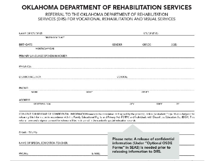 Screen shot of Oklahoma Department of rehabilitation services referral Screen shot of Oklahoma Department of rehabilitation services referral