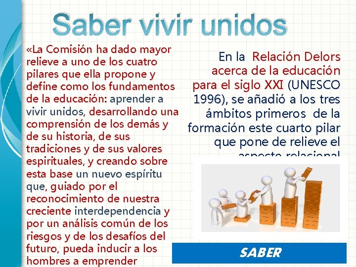 Saber vivir unidos «La Comisión ha dado mayor En la Relación Delors relieve a