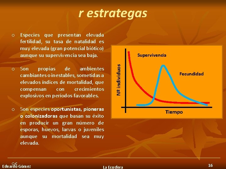 r estrategas o Especies que presentan elevada fertilidad, su tasa de natalidad es muy