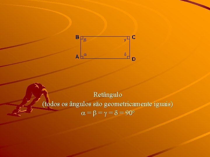 Retângulo (todos os ângulos são geometricamente iguais) = = 90º 