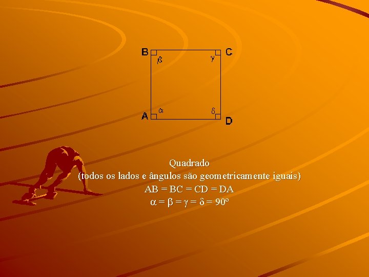 Quadrado (todos os lados e ângulos são geometricamente iguais) AB = BC = CD