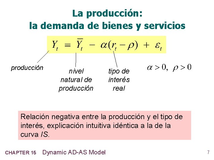 La producción: la demanda de bienes y servicios producción nivel natural de producción tipo