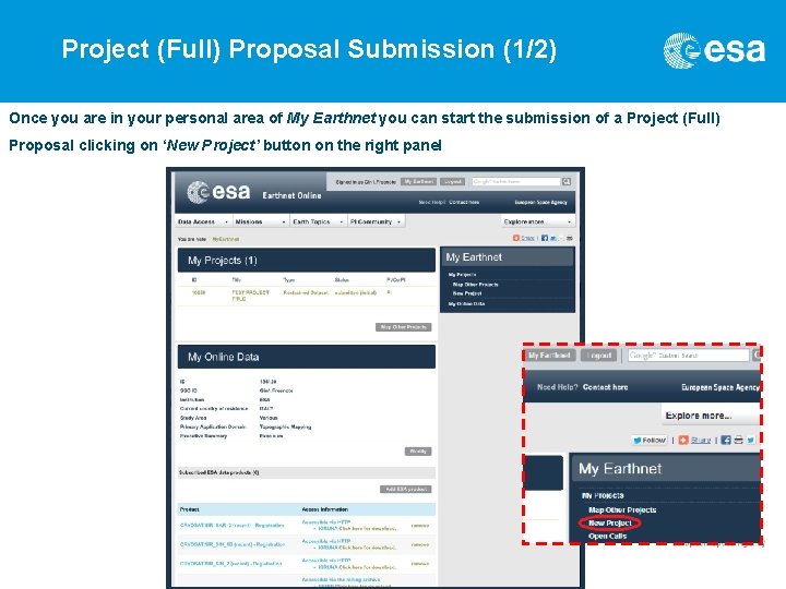 Project (Full) Proposal Submission (1/2) Once you are in your personal area of My