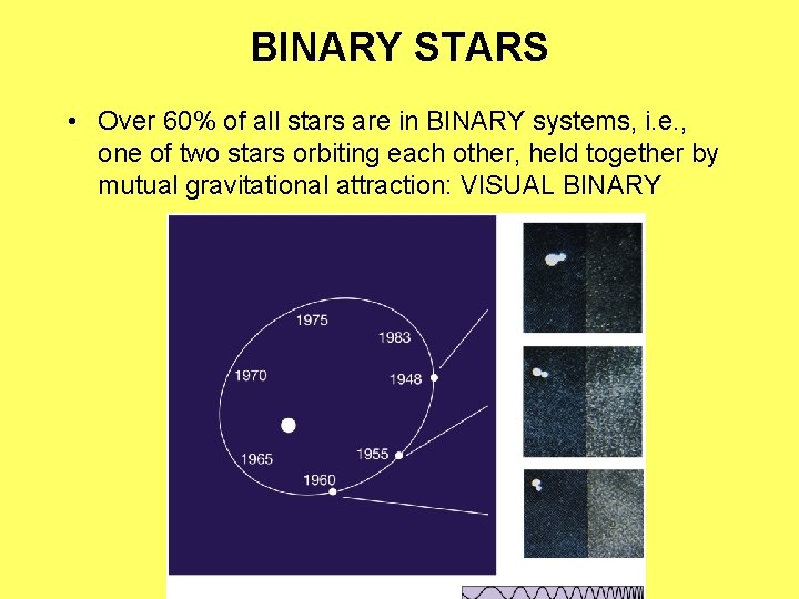 BINARY STARS • Over 60% of all stars are in BINARY systems, i. e.