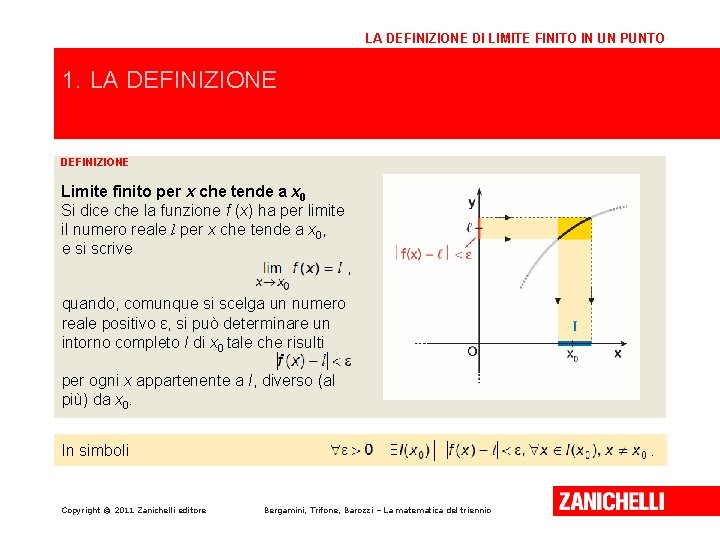 LA DEFINIZIONE DI LIMITE FINITO IN UN PUNTO 1. LA DEFINIZIONE Limite finito per