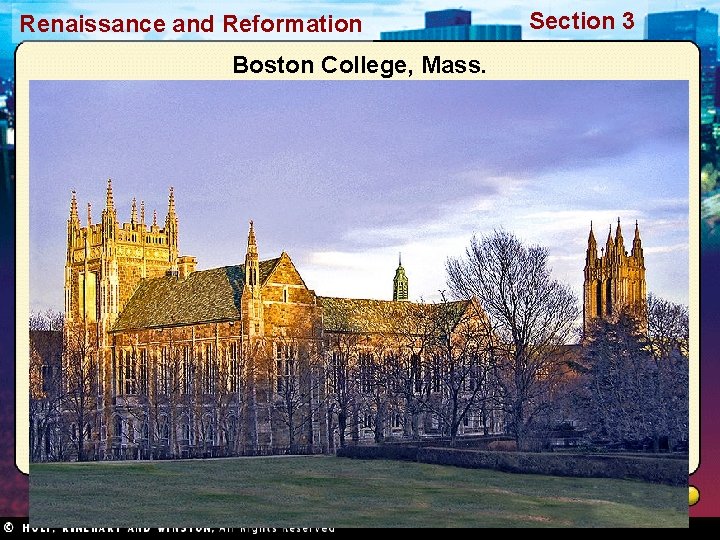 Renaissance and Reformation Boston College, Mass. Section 3 