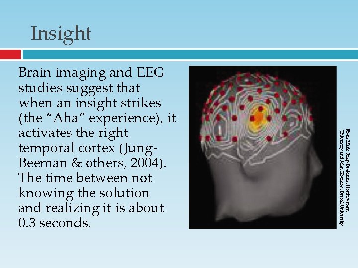 Insight From Mark Jung-Beekman, Northwestern University and John Kounios, Drexel University Brain imaging and Insight From Mark Jung-Beekman, Northwestern University and John Kounios, Drexel University Brain imaging and