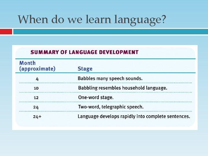 When do we learn language? When do we learn language?