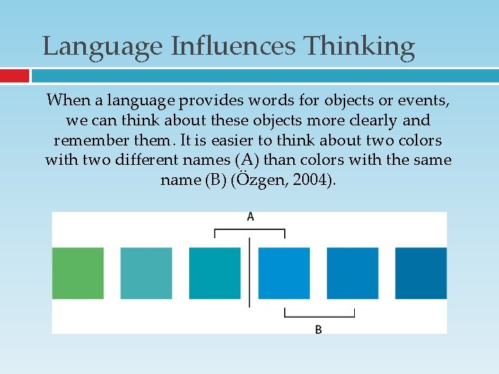 Language Influences Thinking When a language provides words for objects or events, we can Language Influences Thinking When a language provides words for objects or events, we can