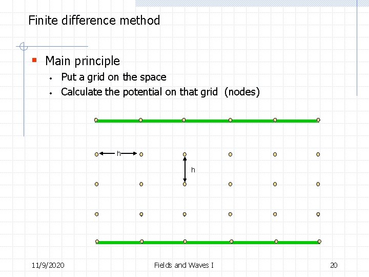 Finite difference method § Main principle • • Put a grid on the space