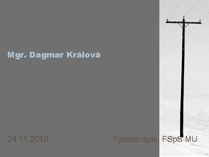 Mgr. Dagmar Králová 24. 11. 2010 Fyzioterapie, FSp. S MU 