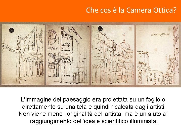 Che cos è la Camera Ottica? L'immagine del paesaggio era proiettata su un foglio