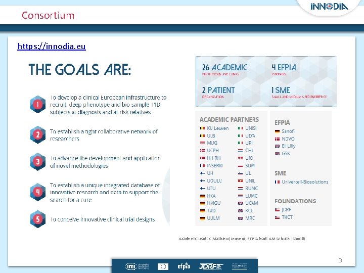 Consortium https: //innodia. eu Academic Lead: C Mathieu (Leuven), EFPIA lead: AM Schulte (Sanofi)
