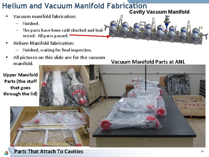 Helium and Vacuum Manifold Fabrication § Vacuum manifold fabrication: Cavity Vacuum Manifold – Finished.