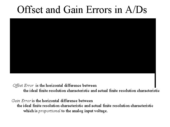 Offset and Gain Errors in A/Ds Offset Error is the horizontal difference between the