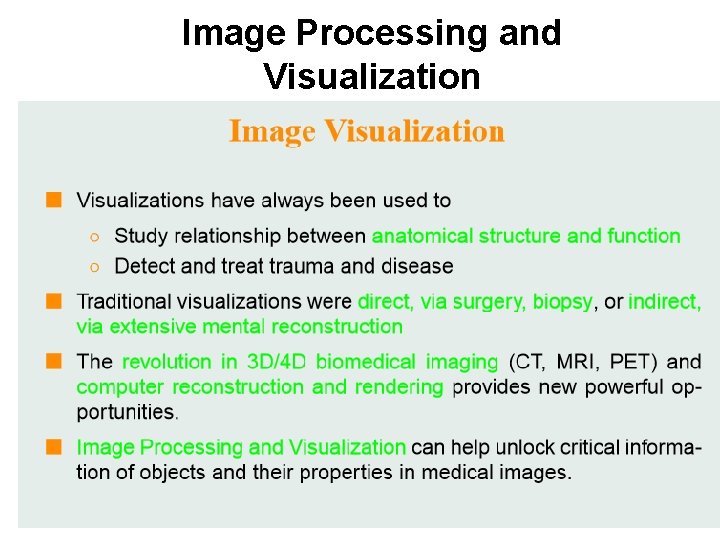 Image Processing and Visualization 