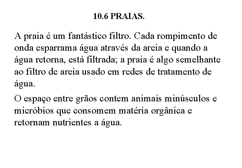 10. 6 PRAIAS. A praia é um fantástico filtro. Cada rompimento de onda esparrama
