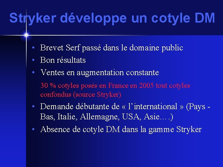 Stryker développe un cotyle DM • Brevet Serf passé dans le domaine public •