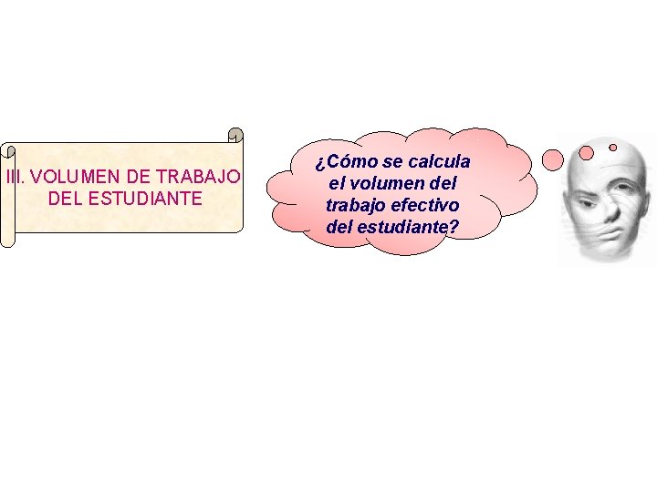 III. VOLUMEN DE TRABAJO DEL ESTUDIANTE ¿Cómo se calcula el volumen del trabajo efectivo