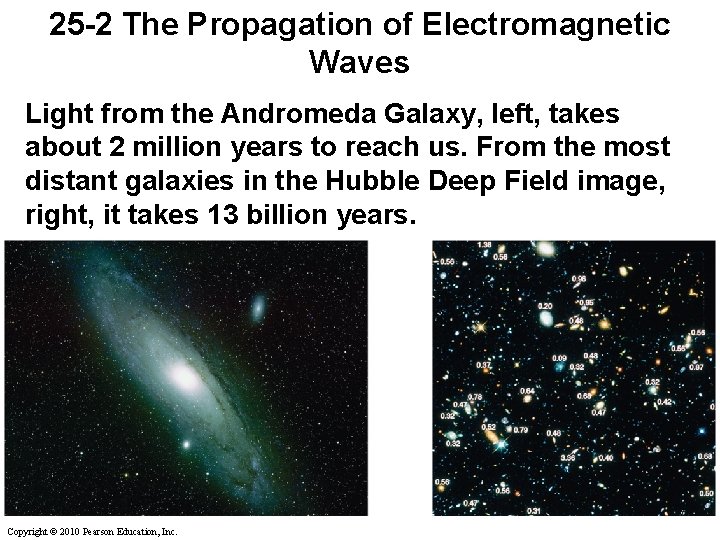 25 -2 The Propagation of Electromagnetic Waves Light from the Andromeda Galaxy, left, takes