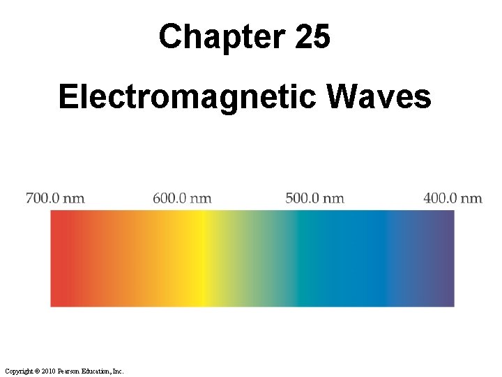 Chapter 25 Electromagnetic Waves Copyright © 2010 Pearson Education, Inc. 