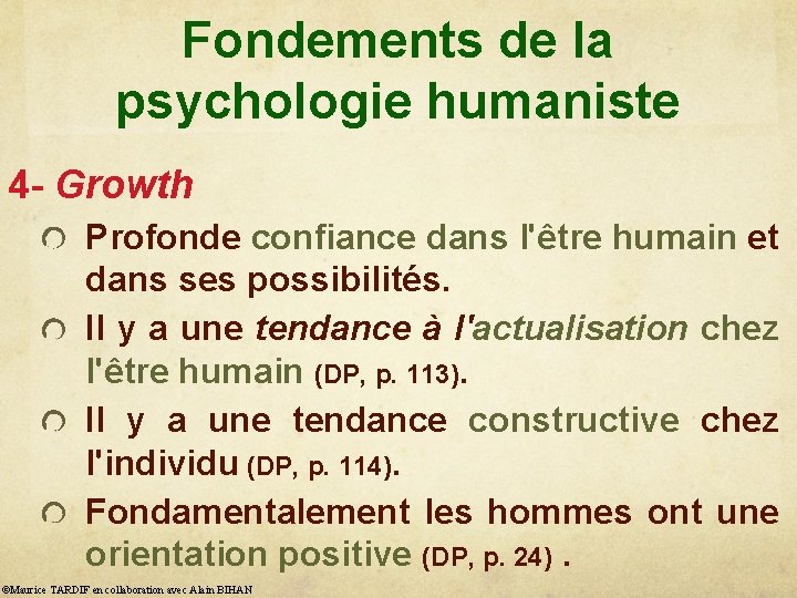 Fondements de la psychologie humaniste 4 - Growth Profonde confiance dans l'être humain et