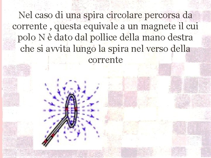 Nel caso di una spira circolare percorsa da corrente , questa equivale a un