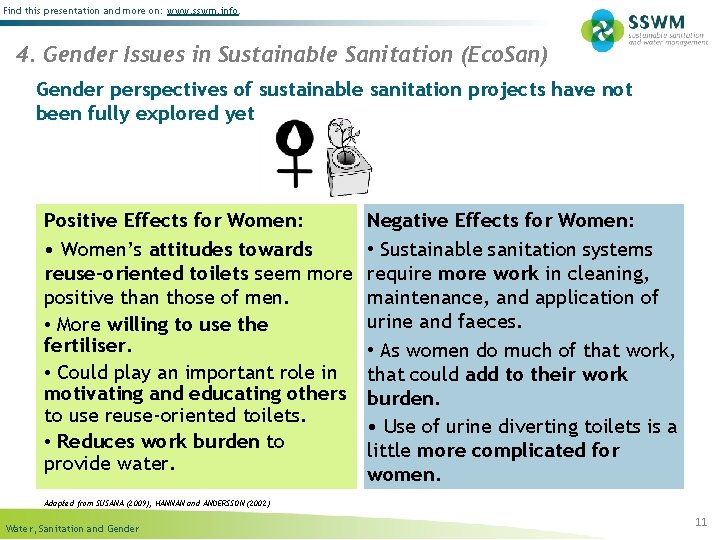 Find this presentation and more on: www. sswm. info. 4. Gender Issues in Sustainable