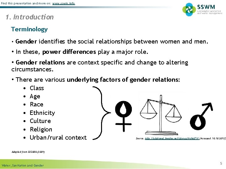 Find this presentation and more on: www. sswm. info. 1. Introduction Terminology • Gender