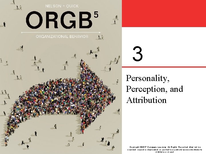 3 Personality, Perception, and Attribution Copyright © 2017 Cengage Learning. All Rights Reserved. May