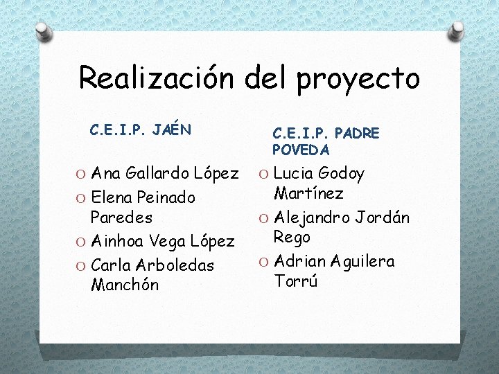 Realización del proyecto C. E. I. P. JAÉN O Ana Gallardo López O Elena