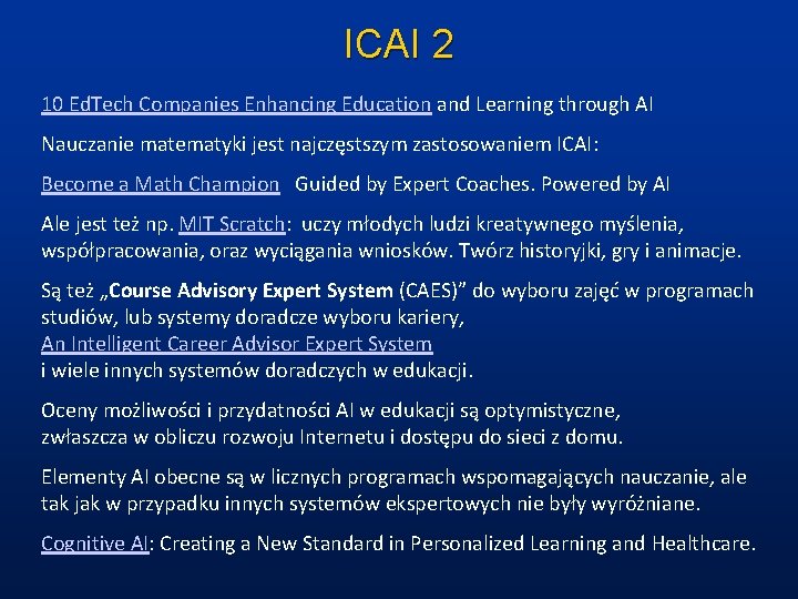 ICAI 2 10 Ed. Tech Companies Enhancing Education and Learning through AI Nauczanie matematyki