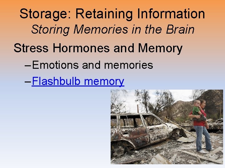 Storage: Retaining Information Storing Memories in the Brain Stress Hormones and Memory – Emotions