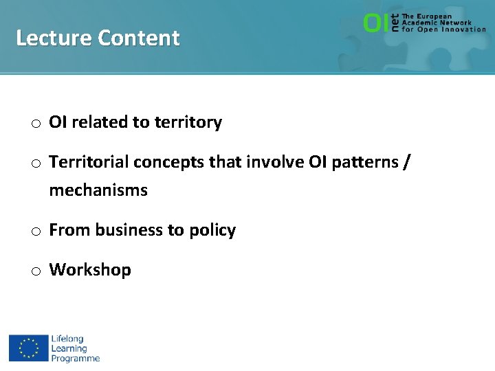 Lecture Content o OI related to territory o Territorial concepts that involve OI patterns