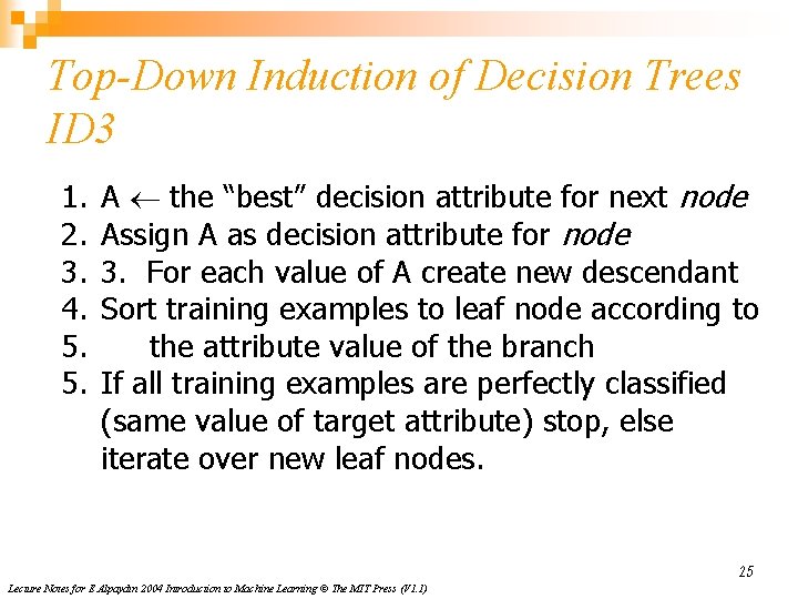 Top-Down Induction of Decision Trees ID 3 1. 2. 3. 4. 5. 5. A