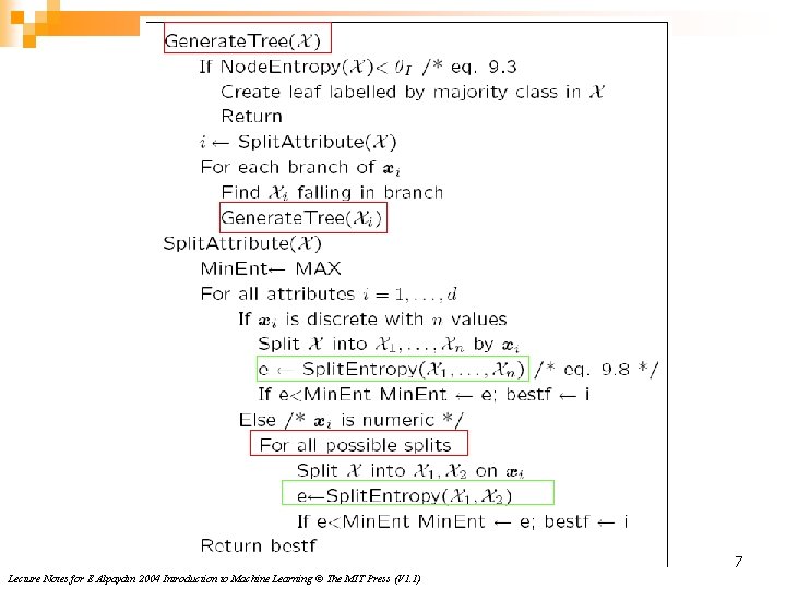 7 Lecture Notes for E Alpaydın 2004 Introduction to Machine Learning © The MIT