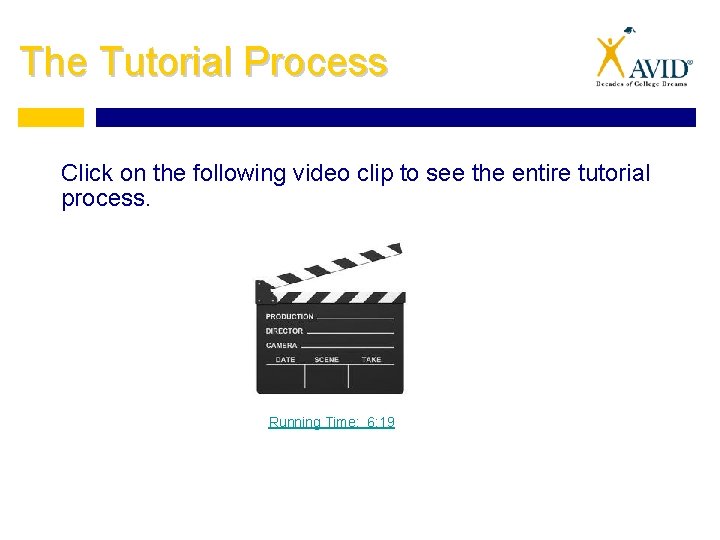 The Tutorial Process Click on the following video clip to see the entire tutorial