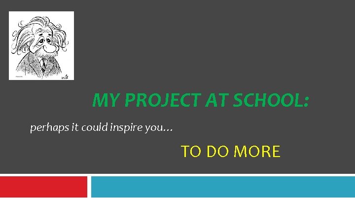 MY PROJECT AT SCHOOL: perhaps it could inspire you… TO DO MORE MY PROJECT AT SCHOOL: perhaps it could inspire you… TO DO MORE