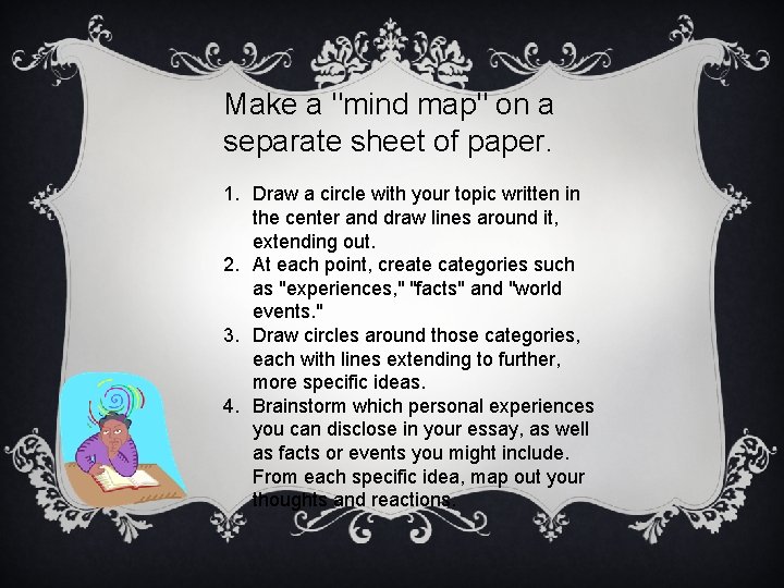 Make a "mind map" on a separate sheet of paper. 1. Draw a circle