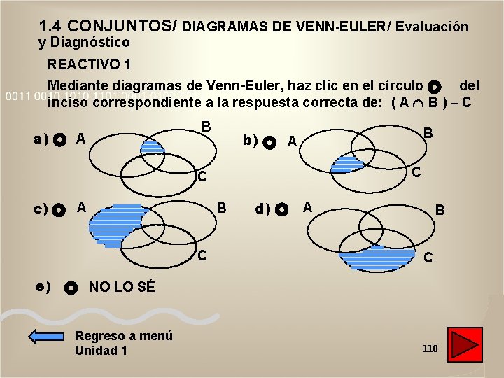 1. 4 CONJUNTOS/ DIAGRAMAS DE VENN-EULER/ Evaluación y Diagnóstico REACTIVO 1 Mediante diagramas de 1. 4 CONJUNTOS/ DIAGRAMAS DE VENN-EULER/ Evaluación y Diagnóstico REACTIVO 1 Mediante diagramas de