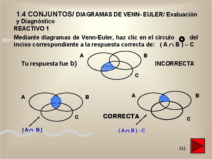 1. 4 CONJUNTOS/ DIAGRAMAS DE VENN- EULER/ Evaluación y Diagnóstico REACTIVO 1 Mediante diagramas 1. 4 CONJUNTOS/ DIAGRAMAS DE VENN- EULER/ Evaluación y Diagnóstico REACTIVO 1 Mediante diagramas
