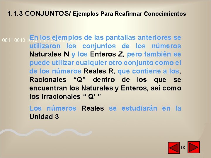 1. 1. 3 CONJUNTOS/ Ejemplos Para Reafirmar Conocimientos En los ejemplos de las pantallas 1. 1. 3 CONJUNTOS/ Ejemplos Para Reafirmar Conocimientos En los ejemplos de las pantallas